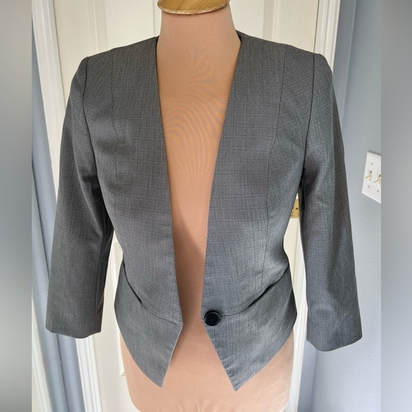 Express Single Button Gray Crop Blazer Office Career - Picture 1 of 8